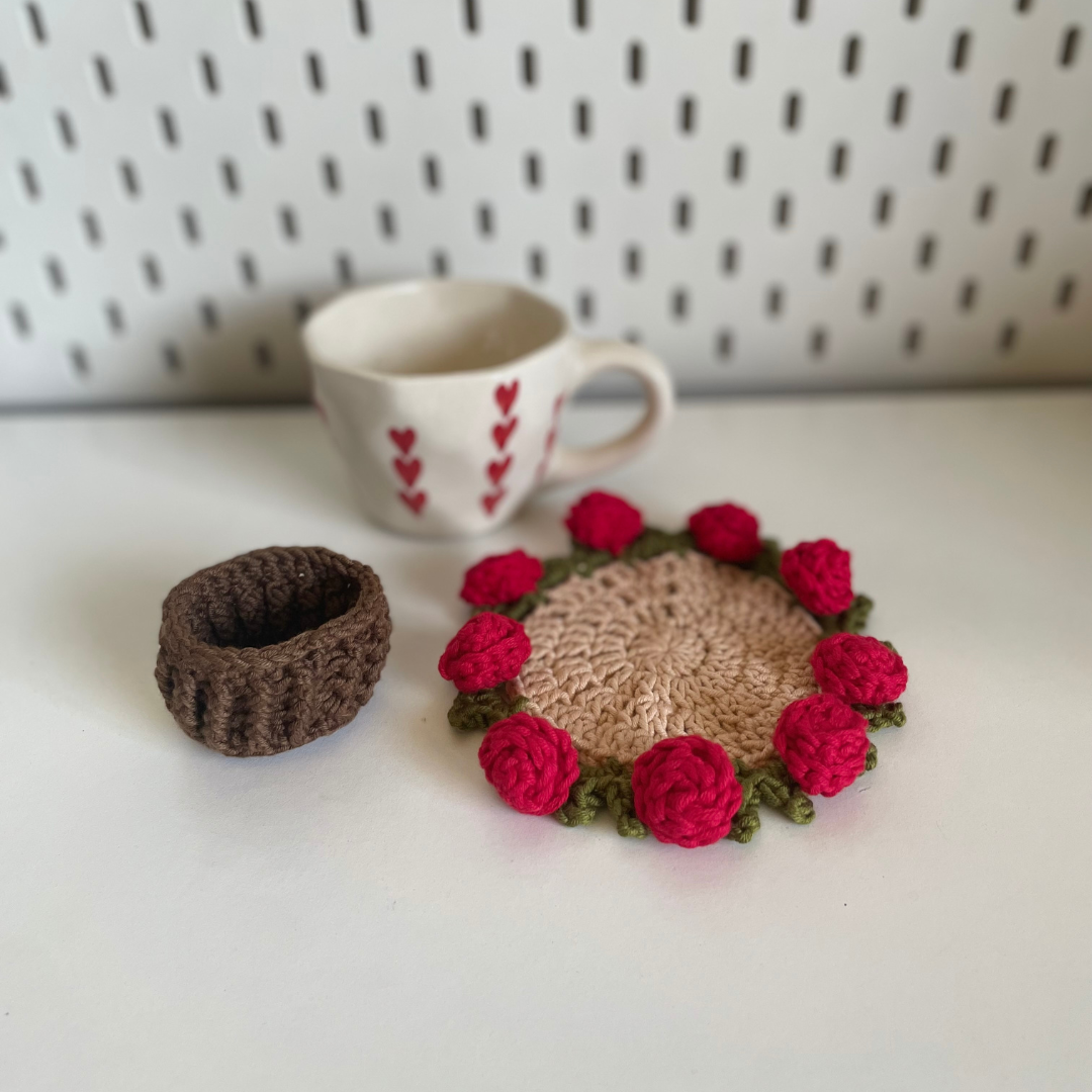 Coaster: Rose Coaster with Cup
