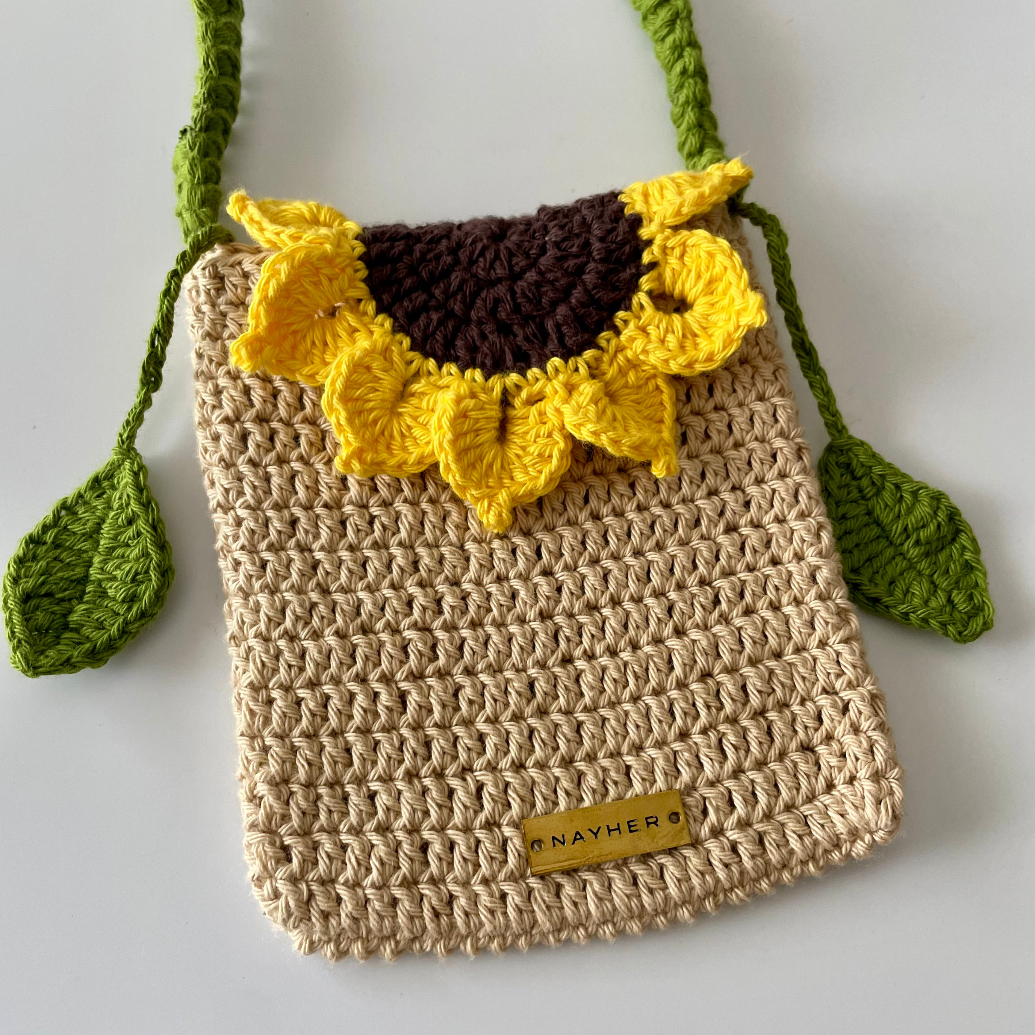 Handmade Crochet Sling Bag for Girls – Sunflower Daisy – Nayher