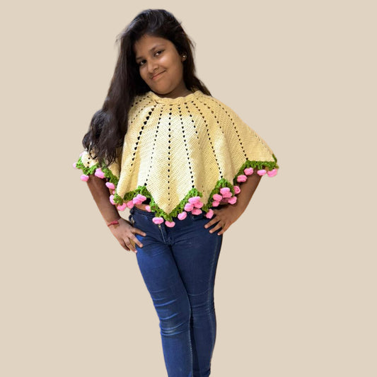 Girls : Rose Poncho (Made to Order)